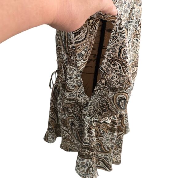 Michael Kors Neutral Tones Paisley Peplum Button Down Shirt Plus Size 2X - Picture 3 of 7